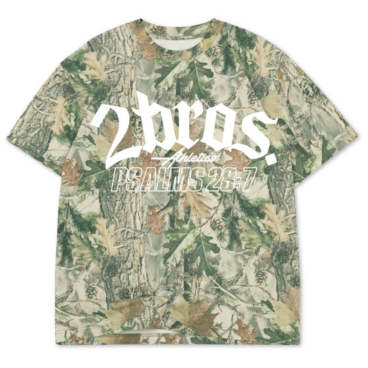 Oversized Psalms 28:7 Wood Camo Tee